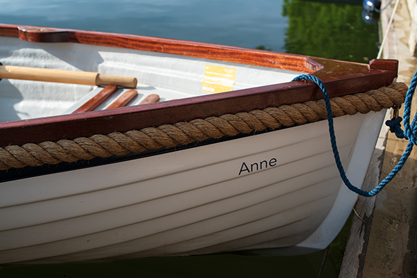 Traditional rowing boats for hire.